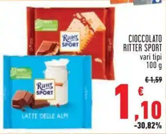 Conad City CIOCCOLATO RITTER SPORT vari tipi 100 g offerta