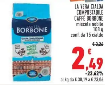 Conad City LA VERA CIALDA COMPOSTABILE CAFFE BORBONE miscela nobile 108 g conf. da 15 cialde offerta