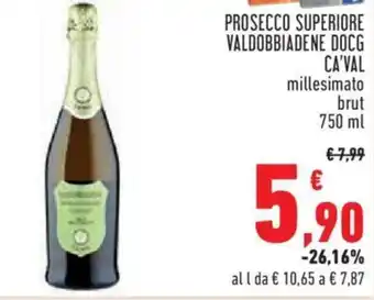 PROSECCO SUPERIORE VALDOBBIADENE DOCG CA'VAL millesimato brut 750 ml