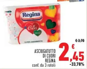 Conad City ASCIUGATUTTO DI CUORI REGINA conf. da 3 rotoli offerta