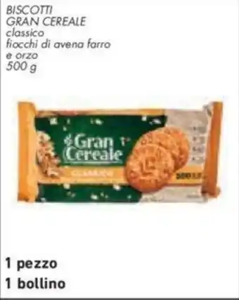 Conad City BISCOTTI GRAN CEREALE classico fiocchi di avena farro e orzo 500 g offerta