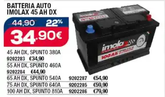 Bricofer BATTERIA AUTO IMOLAX 45 AH DX offerta