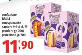 Vivo Supermercati confezione BAULI con spumante santero 9-5-8 cl. 75 pandoro gr. 700/ panettone gr.700 offerta