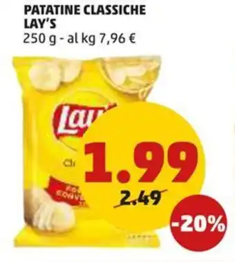 PENNY PATATINE CLASSICHE LAY'S 250 g offerta