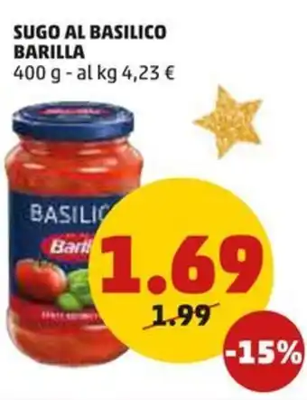 PENNY SUGO AL BASILICO BARILLA 400 g offerta