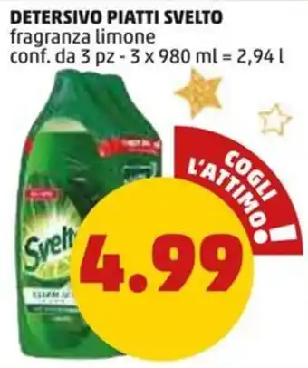 PENNY DETERSIVO PIATTI SVELTO fragranza limone conf. da 3 pz - 3 x 980 ml offerta