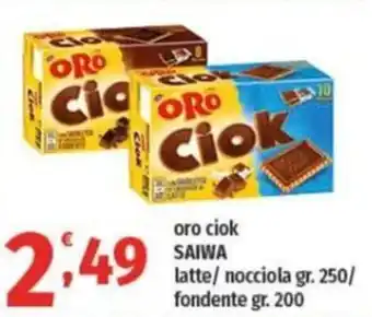 Vivo Supermercati oro ciok SAIWA latte/ nocciola gr. 250/ fondente gr. 200 offerta