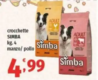 Vivo Supermercati crocchette SIMBA kg. 4 manzo/pollo offerta