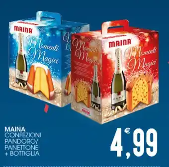 SpesAmica MAINA CONFEZIONI PANDORO/ PANETTONE + BOTTIGLIA offerta