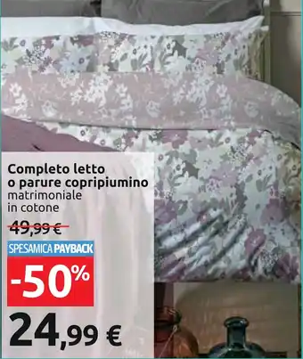 Carrefour Completo letto o parure copripiumino matrimoniale in cotone offerta