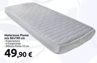 Materasso Piuma mis 80x190 cm