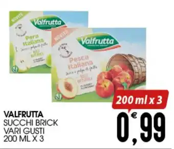 SpesAmica VALFRUTTA SUCCHI BRICK VARI GUSTI 200 ML X 3 offerta