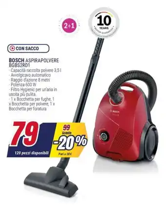 Trony BOSCH ASPIRAPOLVERE BGBS2RD1 offerta