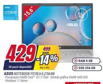 Trony ASUS NOTEBOOK F515EA-EJ1564W offerta