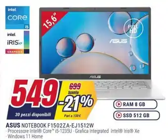 Trony ASUS NOTEBOOK F1502ZA-EJ1512W offerta