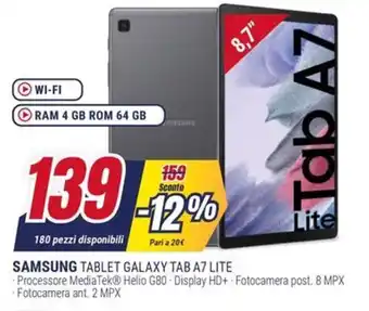 Trony SAMSUNG TABLET GALAXY TAB A7 LITE offerta