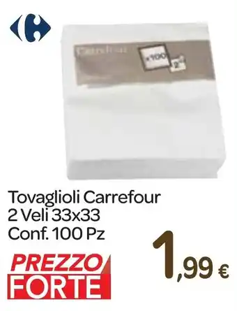 Carrefour Express Tovaglioli Carrefour 2 Veli 33x33 Conf. 100 Pz offerta