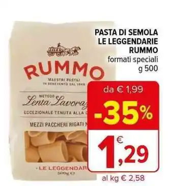 Iperal PASTA DI SEMOLA LE LEGGENDARIE RUMMO formati speciali g 500 offerta