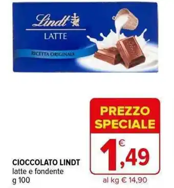 CIOCCOLATO LINDT latte e fondente g 100