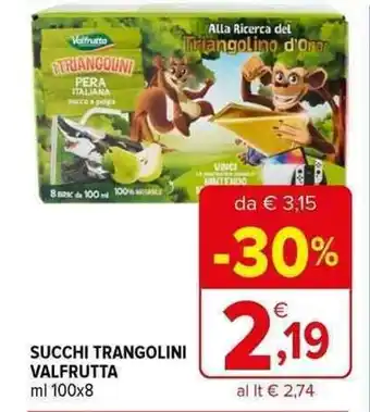 Iperal SUCCHI TRANGOLINI VALFRUTTA ml 100x8 offerta