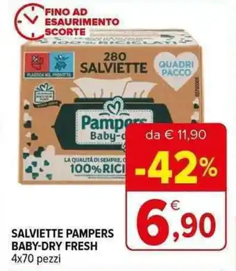 Iperal SALVIETTE PAMPERS BABY-DRY FRESH 4x70 pezzi offerta