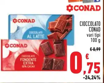 Conad Margherita CIOCCOLATO CONAD vari tipi 100 g offerta