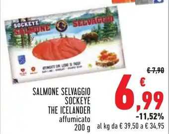 Conad Margherita SALMONE SELVAGGIO SOCKEYE THE ICELANDER affumicato 200 g offerta