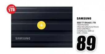 MediaWorld SAMSUNG SSD T7 Shield 1 TB offerta