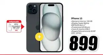 MediaWorld iPhone 15 offerta