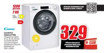 MediaWorld CANDY Lavatrice CSS4127TRE offerta