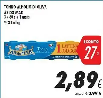 Coop Asdomar Tonno All'Olio Di Oliva 80 G(ml) offerta