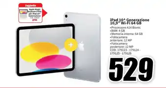MediaWorld iPad 10^ Generazione 10,9” Wi-Fi 64 GB offerta