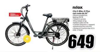 MediaWorld nilox City E-Bike J5 Plus con ruote da 26" offerta