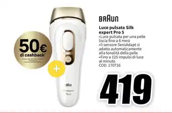 MediaWorld BRAUN Luce pulsata Silk expert Pro 5 offerta