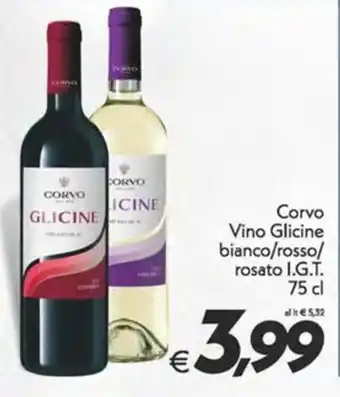 Iper Super Conveniente Corvo Vino Glicine bianco/rosso/ rosato I.G.T. 75 cl offerta