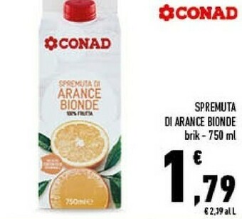 Conad Conad - Spremuta Di Arance Bionde 750 G(ml) offerta