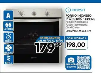 Orizzonte Indesit IFW 5530 IX Forno Forno Elettrico 66 L Acciaio Inossidabile A offerta