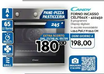 Orizzonte Candy POP EVO CELF602X/E 65 L A+ Acciaio Inossidabile offerta
