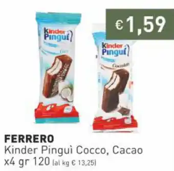 Ferrero Kinder Pinguì Cocco, Cacao x4 120 gr