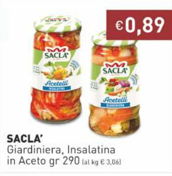 Prezzemolo e Vitale Sacla' Giardiniera, Insalatina in Aceto 290 gr offerta