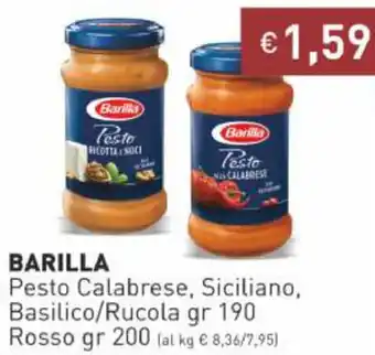 Prezzemolo e Vitale Barilla Pesto Calabrese, Siciliano, Basilico/Rucola 190 gr Rosso 200 gr offerta