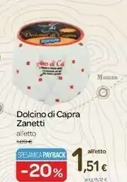 Carrefour Zanetti Formaggio di capra offerta