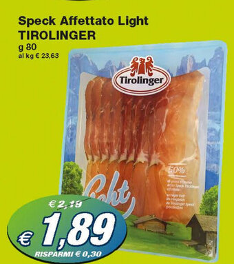 Prix Quality Tirolinger Speck Affettato Light 80 g offerta