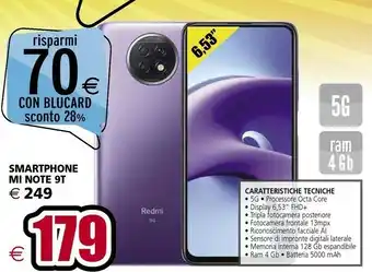 Il Gigante Xiaomi Smartphone Redmi Note 9t offerta