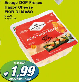 Prix Quality Fior Di Maso Asiago DOP Fresco Happy Cheese 200 g offerta
