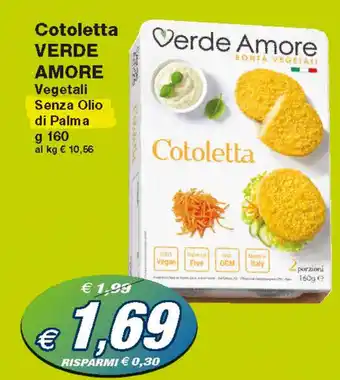 Verde Amore Cotoletta Vegetali Senza Olio di Palma 160 g