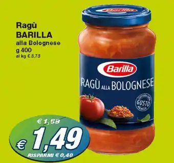 Prix Quality Barilla Ragù Alla Bolognese 400 g offerta