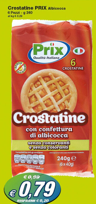 Prix Quality Prix Crostatine Albicocca 6 Pezzi 240 g offerta