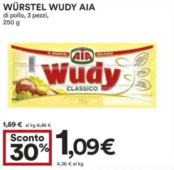 Coop WÜRSTEL WUDY AIA di pollo, 3 pezzi, 250 g offerta