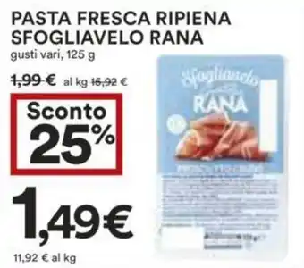Coop PASTA FRESCA RIPIENA SFOGLIAVELO RANA gusti vari, 125 g offerta